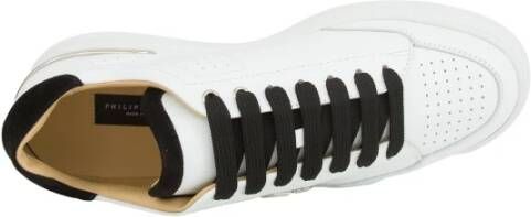 Philipp Plein Leren Lo-Top Sneakers in Wit White Heren