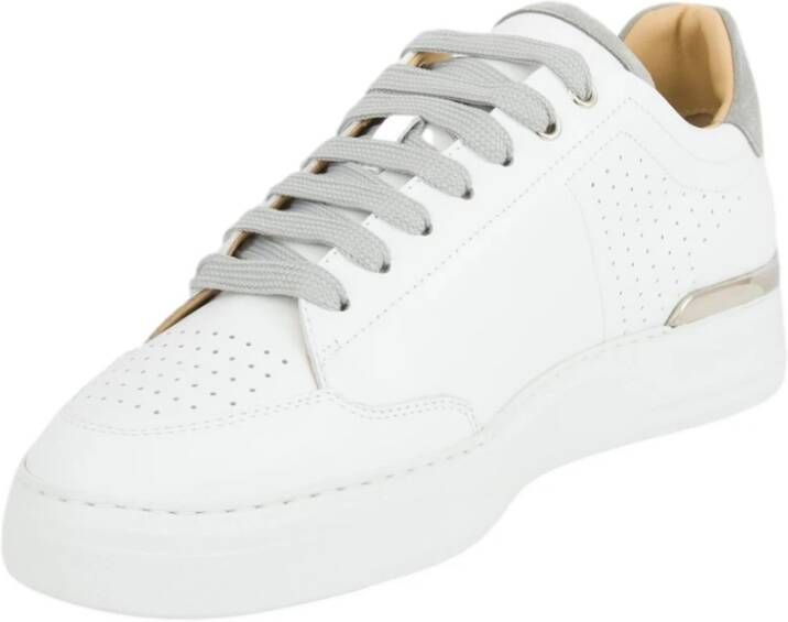 Philipp Plein Leren Lo-Top Sneakers in Wit White Heren