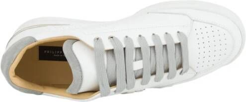 Philipp Plein Leren Lo-Top Sneakers in Wit White Heren