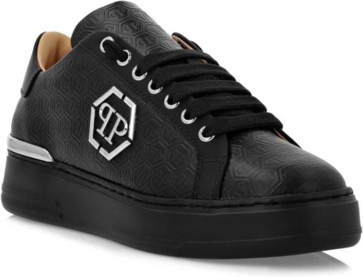 Philipp Plein Monogram Low-Top Zwarte Sneakers Black Heren