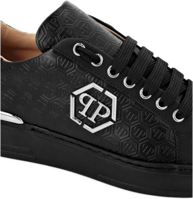 Philipp Plein Monogram Low-Top Zwarte Sneakers Black Heren