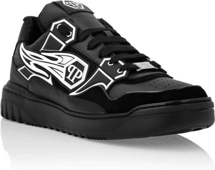 Philipp Plein Paarse Casual Sneakers voor Mannen Black Heren