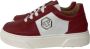 Philipp Plein Rode leren sneakers met witte contrastinzetten en metalen logo Rood Heren - Thumbnail 2