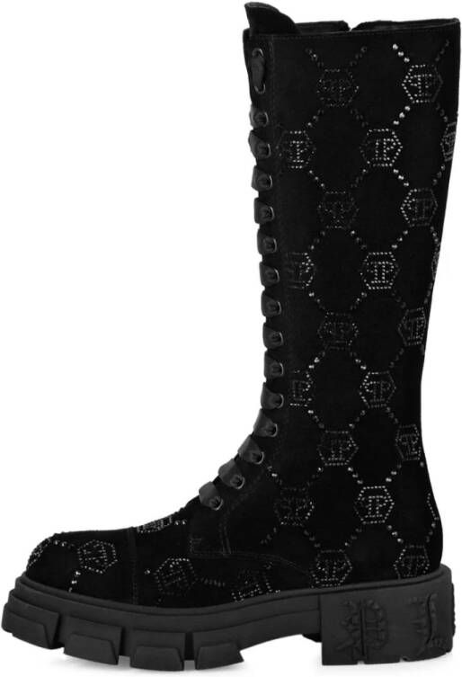 Philipp Plein Stijlvolle Leren Laarzen Black Dames