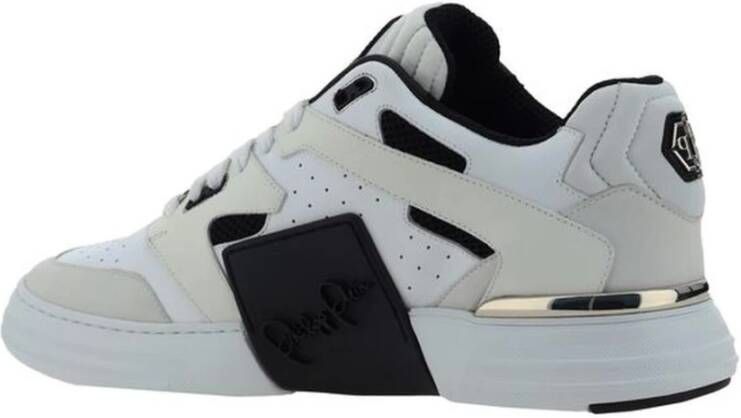 Philipp Plein Suede Logo Sneakers Lace-Up Round Toe White Heren