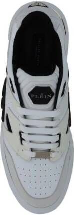 Philipp Plein Suede Logo Sneakers Lace-Up Round Toe White Heren