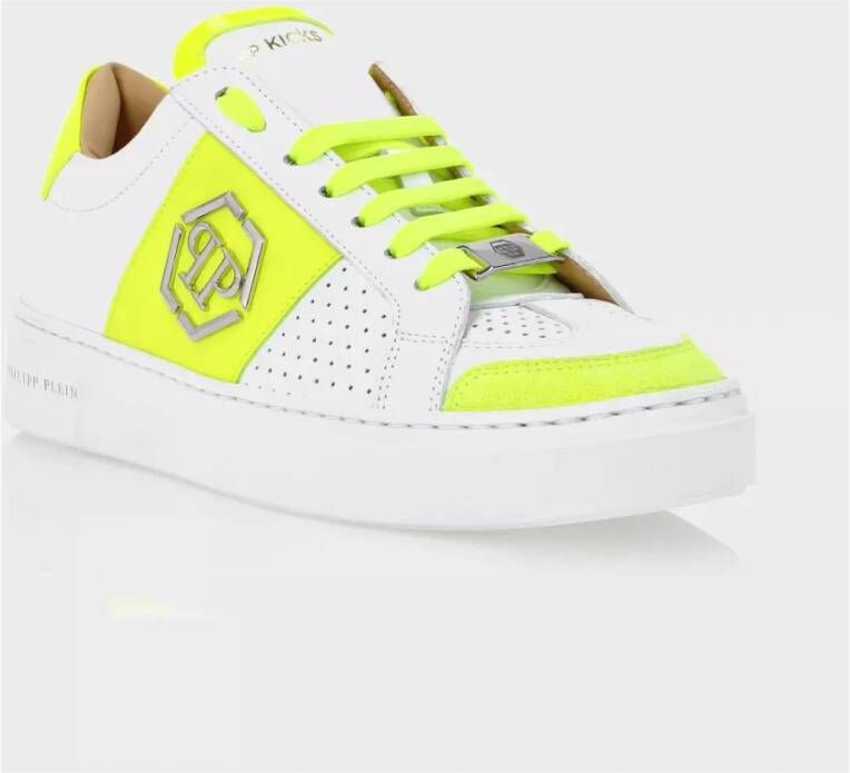 Philipp Plein Wit-gele Lo-Top PP Kicks sneakers White Dames