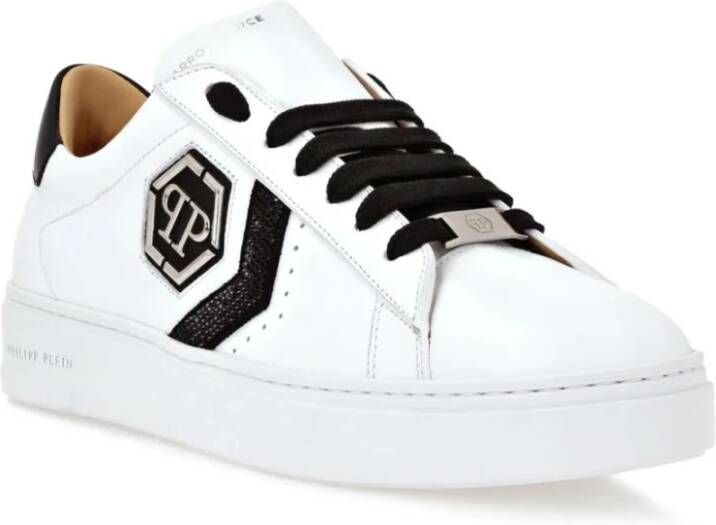 Philipp Plein Witte Hexagon Low-Top Kristal Sneakers White Dames