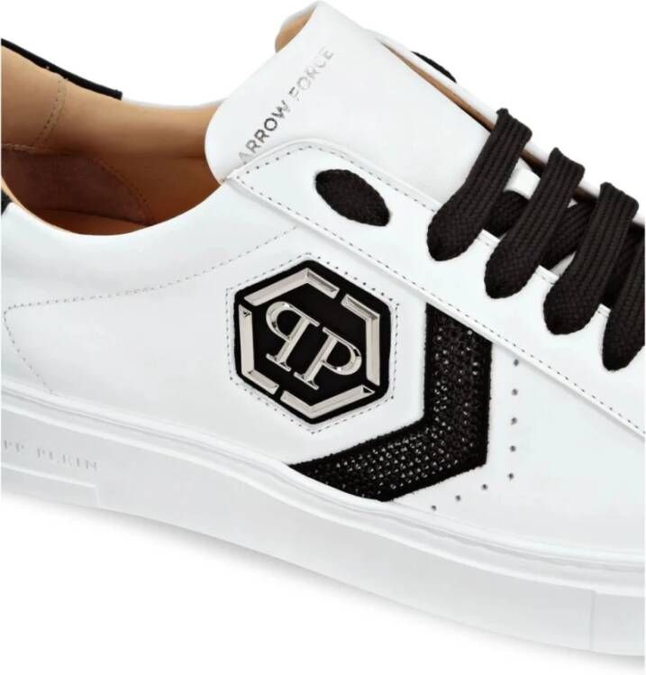 Philipp Plein Witte Hexagon Low-Top Kristal Sneakers White Dames