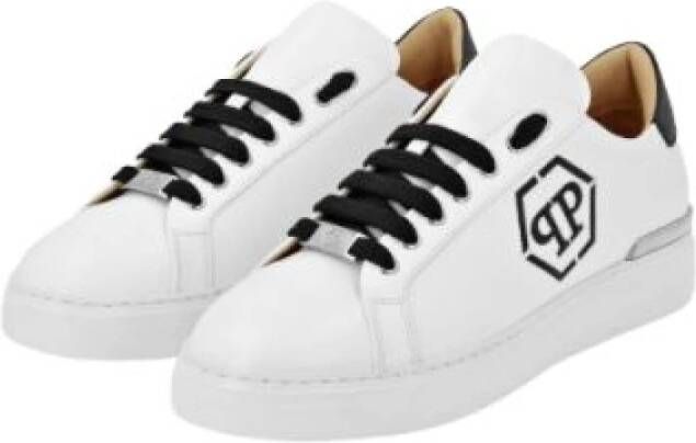 Philipp Plein Witte Leren Hexagon Lo-Top Sneakers White Heren