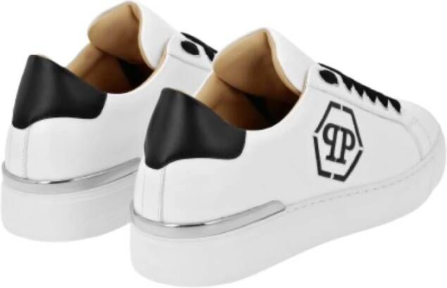 Philipp Plein Witte Leren Hexagon Lo-Top Sneakers White Heren