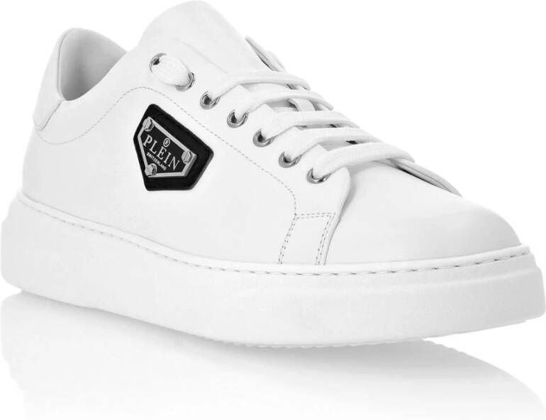 Philipp Plein Witte Leren Lage Sneakers White Heren