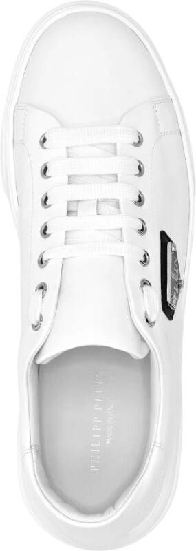 Philipp Plein Witte Leren Lage Sneakers White Heren