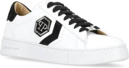 Philipp Plein Witte Leren Sneakers Hexagon Logo White Heren