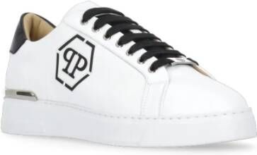 Philipp Plein Witte Leren Sneakers met Contrasterend Logo White Heren