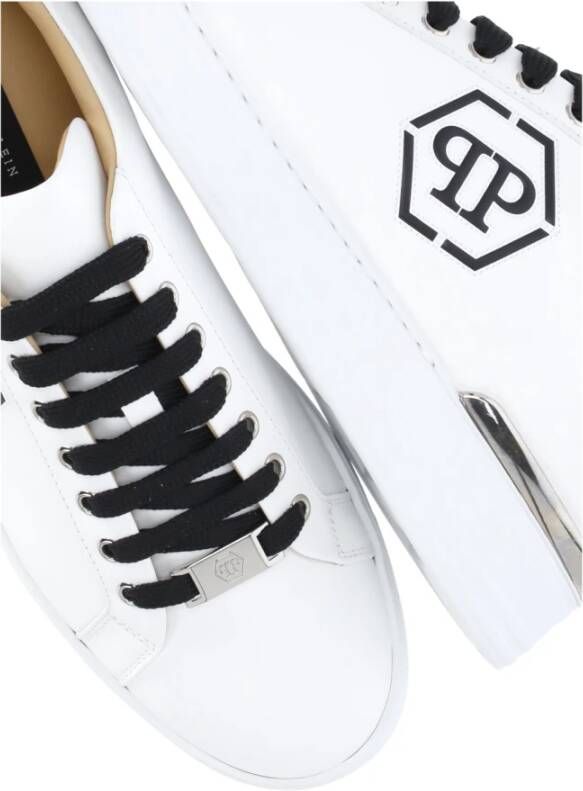 Philipp Plein Witte Leren Sneakers met Contrasterend Logo White Heren