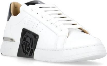 Philipp Plein Witte Leren Sneakers met Hexagon Logo White Heren