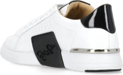 Philipp Plein Witte Leren Sneakers met Hexagon Logo White Heren