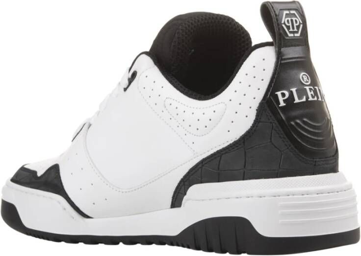 Philipp Plein Witte Leren Sneakers met Hexagon Patch Multicolor Heren