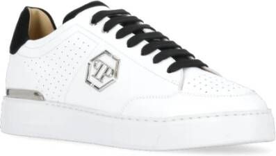 Philipp Plein Witte Leren Sneakers met Metallic Logo White Heren