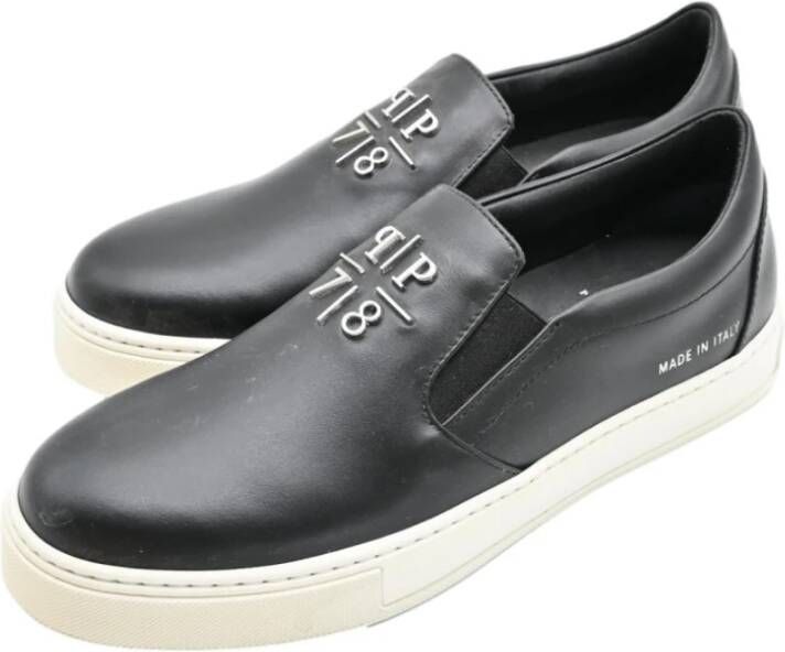 Philipp Plein Zwarte en Zilveren Heren Loafer Schoen Black Heren