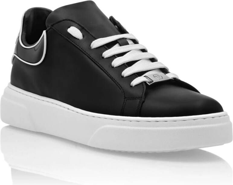 Philipp Plein Zwarte lage sneakers met logodetail Black Heren