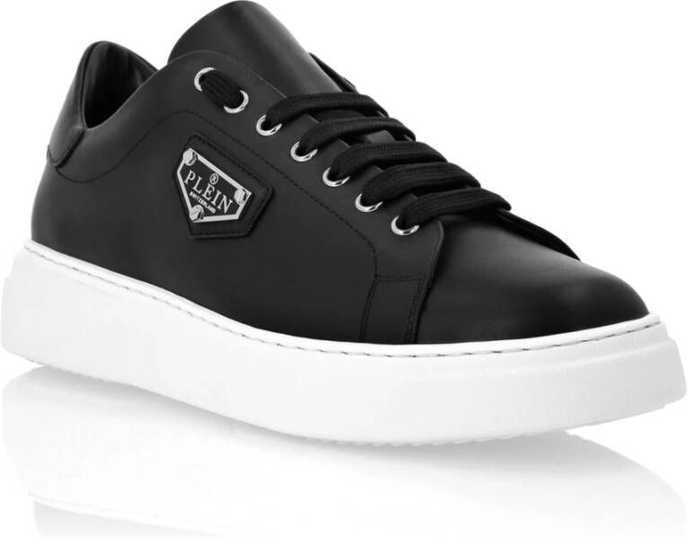 Philipp Plein Zwarte leren lage sneakers Black Heren