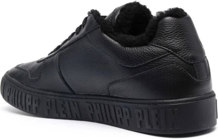 Philipp Plein Zwarte Leren Lo-Top Sneakers Black Heren