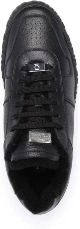 Philipp Plein Zwarte Leren Lo-Top Sneakers Black Heren