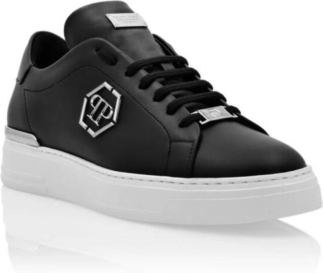 Philipp Plein Zwarte Leren Sneaker Zwart Heren