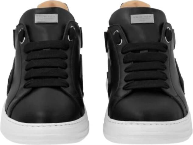 Philipp Plein Zwarte Nappa Sneakers met Hexagon Patch Black Heren