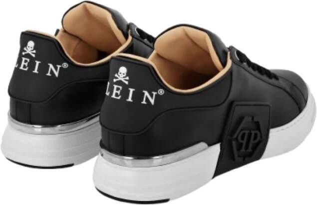 Philipp Plein Zwarte Nappa Sneakers met Hexagon Patch Black Heren