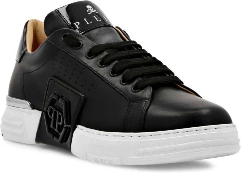 Philipp Plein Zwarte platte schoenen Phantom Kicks Black Heren