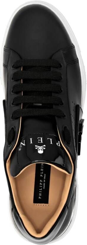 Philipp Plein Zwarte platte schoenen Phantom Kicks Black Heren