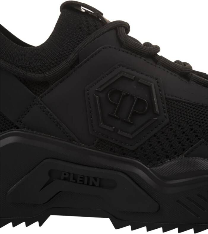 Philipp Plein Zwarte Predator Sneakers Vetersluiting Ontwerp Black Heren