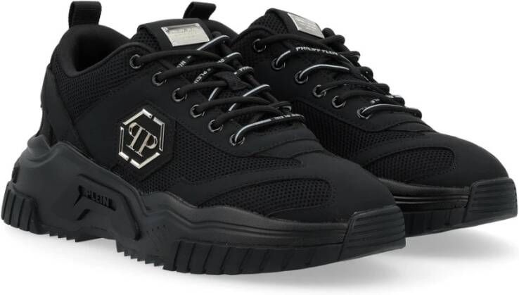 Philipp Plein Zwarte Technische Stof Predator Sneaker Black Heren