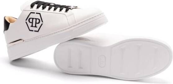 Philipp Plein Zwarte Vetersneaker met Rubberen Zool White Heren