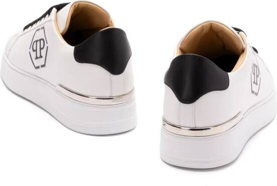 Philipp Plein Zwarte Vetersneaker met Rubberen Zool White Heren