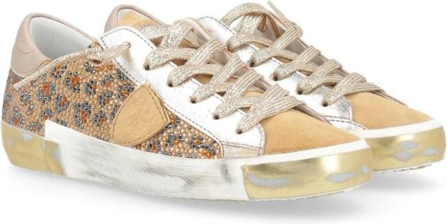 Philippe Model Animalier Strass Beige Sneaker Paris X Brown Dames