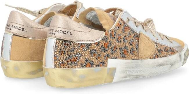 Philippe Model Animalier Strass Beige Sneaker Paris X Brown Dames