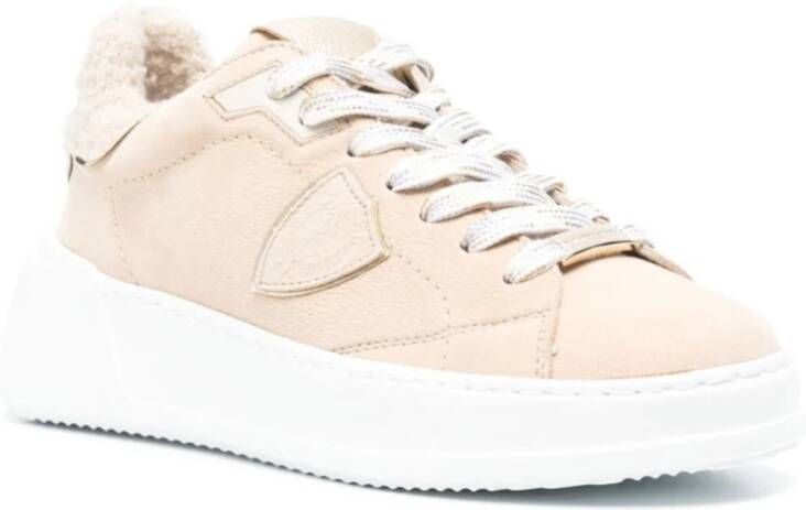 Philippe Model Beige Bont Sneakers voor Vrouwen Beige Dames