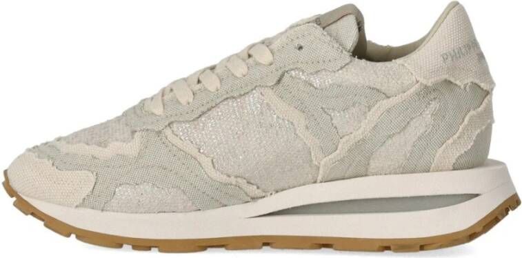 Philippe Model Beige Denim Sneaker met Metalen Details Beige Dames