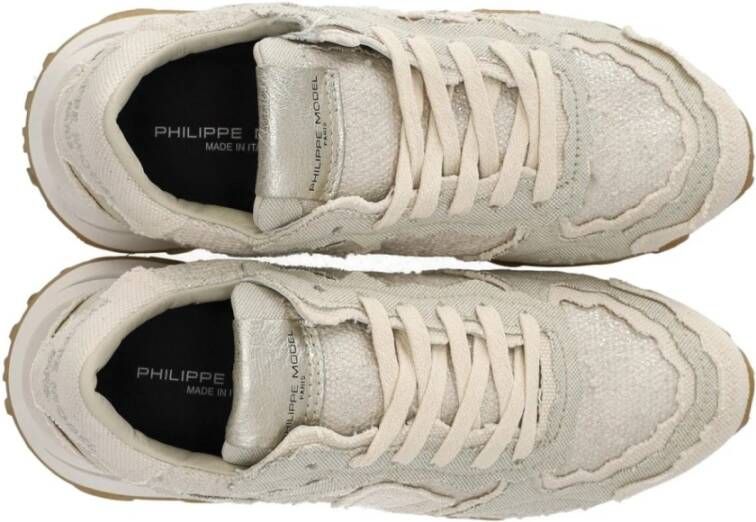 Philippe Model Beige Denim Sneaker met Metalen Details Beige Dames