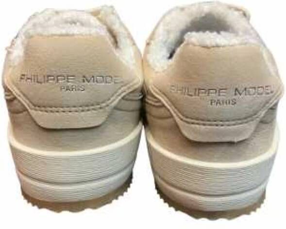 Philippe Model Beige Low-Top Eco-Fur Sneakers Beige Dames