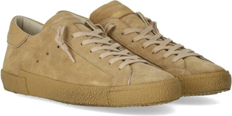 Philippe Model Beige Sneaker met Suède Inzetstukken Beige Heren