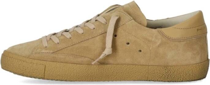 Philippe Model Beige Sneaker met Suède Inzetstukken Beige Heren