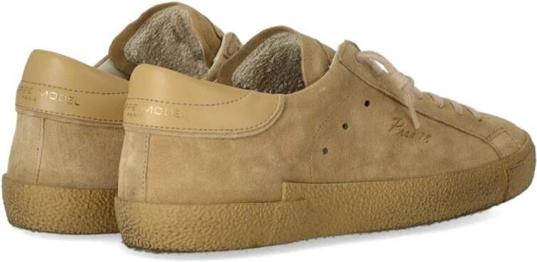 Philippe Model Beige Sneaker met Suède Inzetstukken Beige Heren