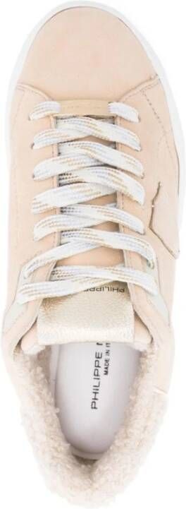 Philippe Model Beige Sneakers met Faux-Shearling Trim Beige Dames