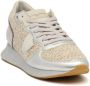 Philippe Model Beige Stoffen Sneakers met Zilveren Details Beige Dames - Thumbnail 2