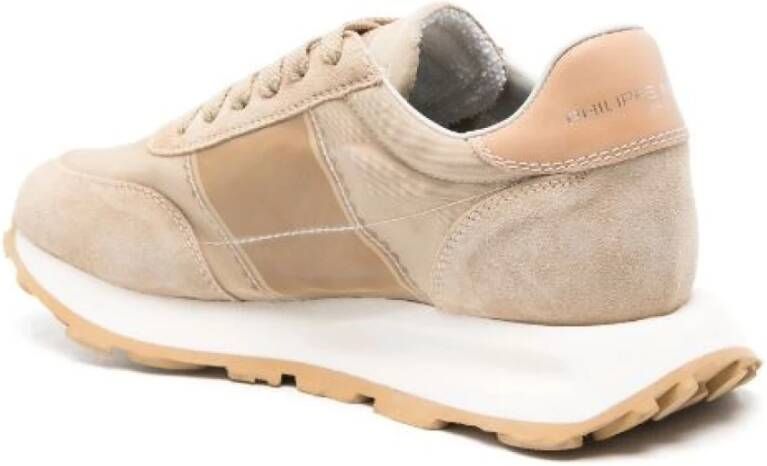 Philippe Model Beige Suède Amandelteen Veterschoenen Beige Dames